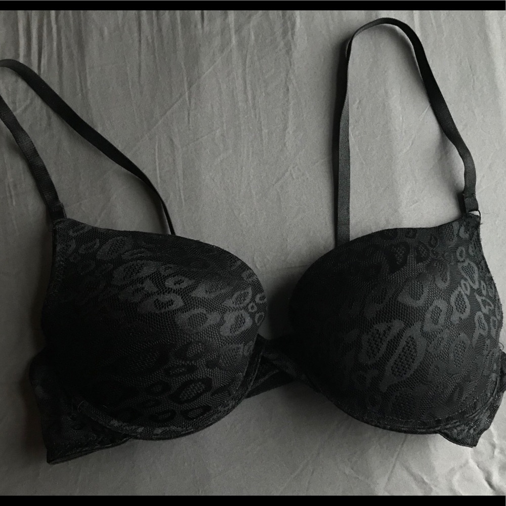 Black Cheetah Print Push Up Bra